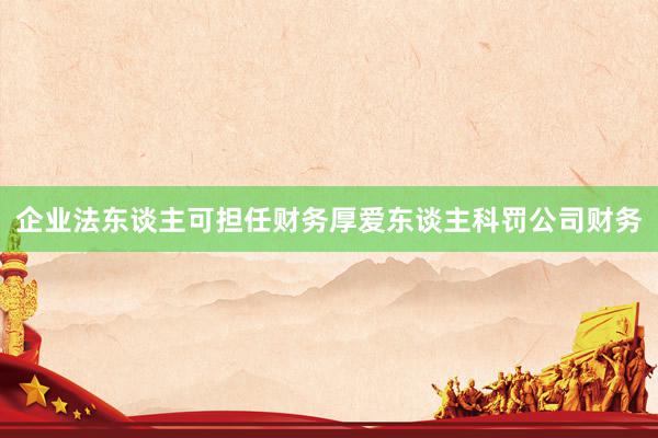 企业法东谈主可担任财务厚爱东谈主科罚公司财务